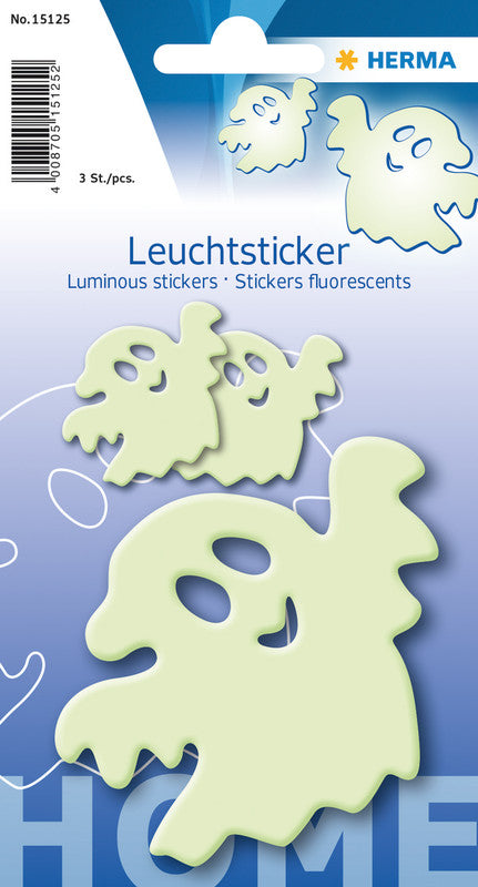 HERMA Leuchtsticker – Kleines Gespenst – 3 Stück – wiederablösbar – Gelb