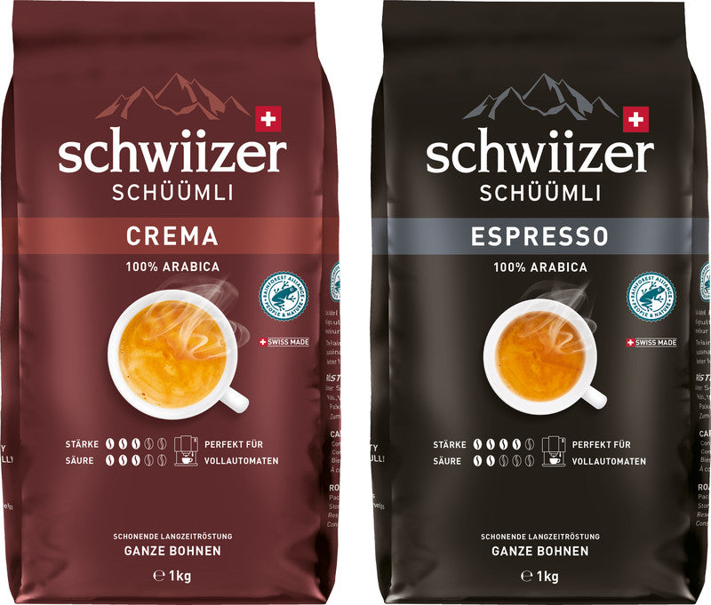 Schwiizer Schüümli Bohnenkaffee Crema – 1 kg – Arabica – Mittlere Röstung – Intensität 3/5