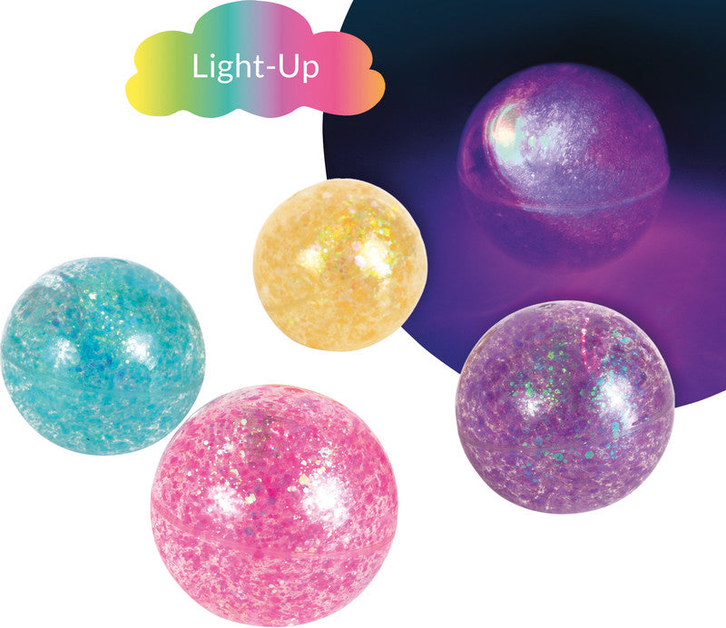 Trendhaus Dreamland Springball – 1 Stück, Ø 6,3 cm, glitzernd, mit LED-Licht