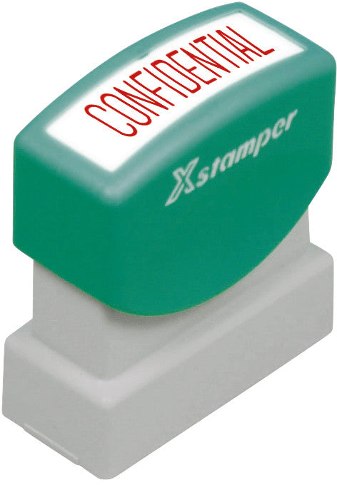 X-stamper Motivstempel – Motiv: Confidential, selbstfärbend, Kunststoff, 13 × 42 mm, Englisch, Tintenfarbe Rot