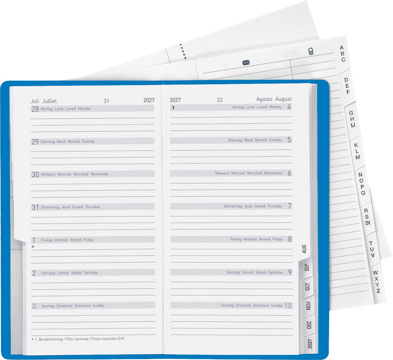 Biella Planer Bern Agenda – 1 Woche/1 Seite, geheftet, 8,7 × 15,3 cm, 2027, mehrsprachig