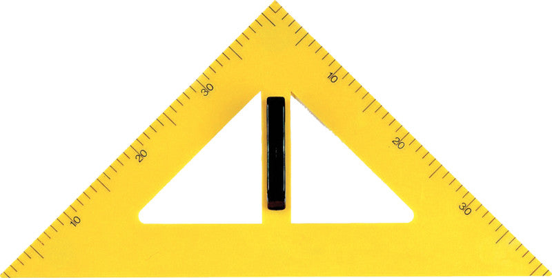 Arda Wandtafel-Winkel 45° – Hypotenuse 50 cm, Kunststoff, Gelb, Skalenfarbe Schwarz, mit Griff