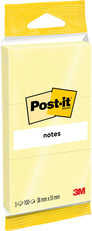 Post-it Haftnotizen – 51×38 mm – Gelb, 3×100 Blatt, PEFC