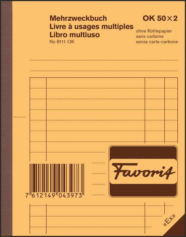 Favorit Formularblock – Gutschein, Bestellung, Lieferschein, Rechnung, Quittung, mehrsprachig, 50 Blatt, A6