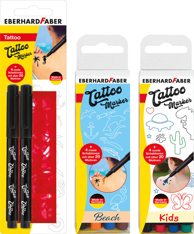 Eberhard Faber Non-Permanent Marker Tattoo Marker – Rundspitze – Schwarz – 2er-Set – Wasserlöslich