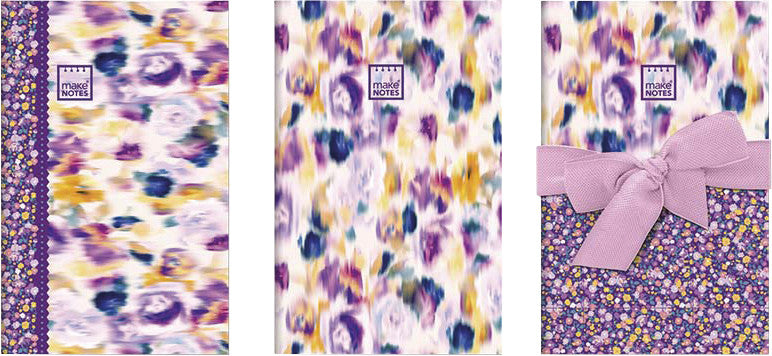 Makenotes Notizheft, 90 × 140 mm, blanko, geheftet, Karton, 16 Blatt, 80 g/m² – mehrfarbig, 3er-Pack