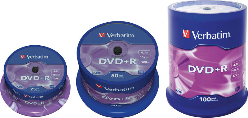 Verbatim DVD+R 4,7 GB 16× Spindel – 25 Stück