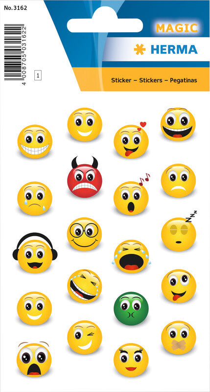 HERMA Schmucketiketten, Happy Faces – 84 × 120 mm – sortiert