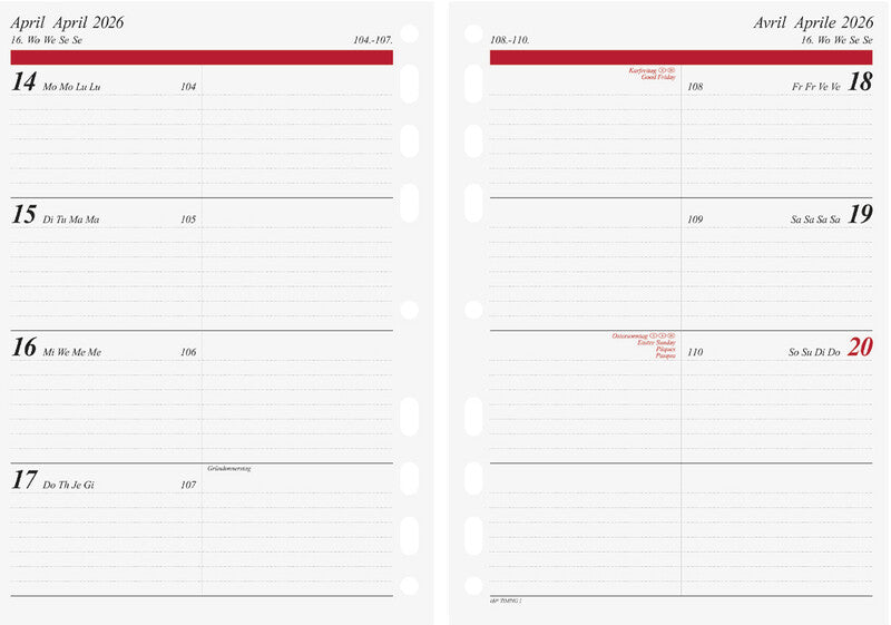 Idé TIMING 1 Agenda – 1 Woche/2 Seiten, lose, A5, 2026