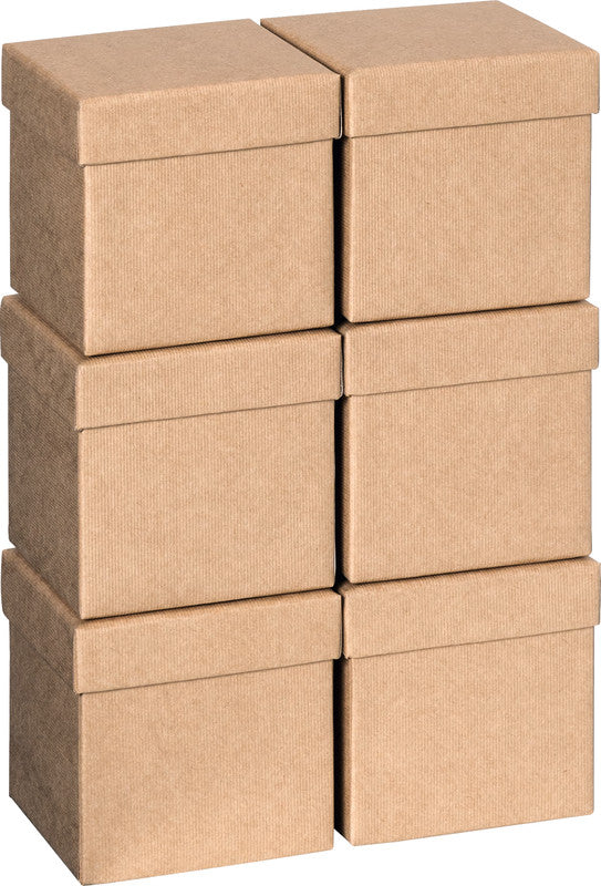 Stewo Geschenkbox – mit Strukturprägung, FSC-zertifiziert – 110 × 120 × 110 mm – braun Kraft