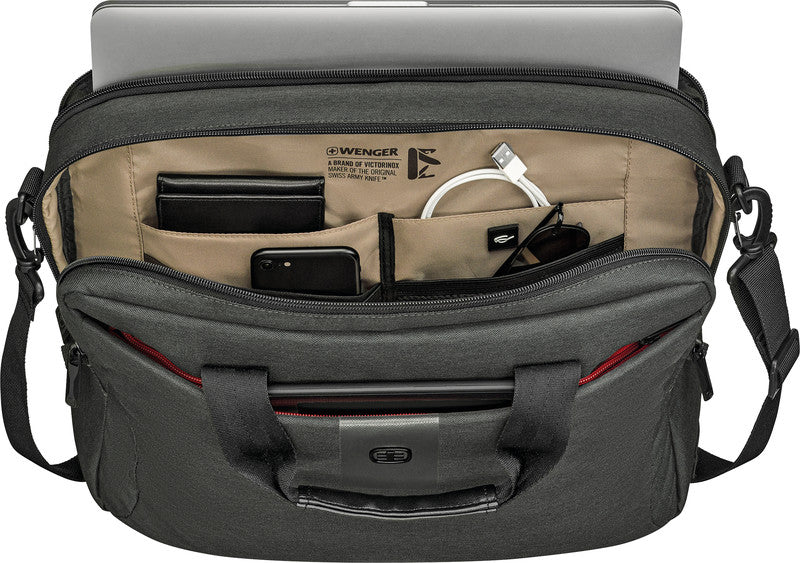 Wenger/SwissGear Wenger MX ECO Brief Notebook-Tasche – 15 l, wasserabweisend, Aufsteckfunktion, recyceltes PET (rPET), grau