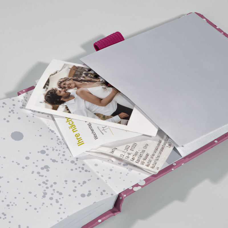 Sigel Notizblock – A6+ – 100 g/m² – Hardcover, perforiert, Gummiband, Stiftschlaufe, violett/weiss, FSC