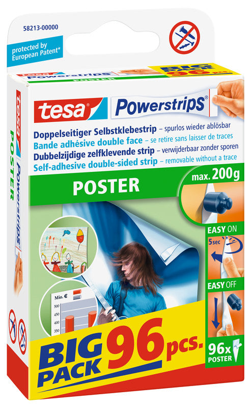 Tesa Montageband Powerstrips, für den Innenbereich – Weiss, bis 0,2 kg