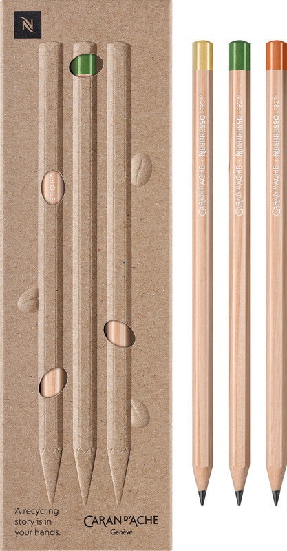 Caran d-Ache Caran d’Ache Nespresso Edition 5 Bleistift, Jumbo, HB, Mine Ø 3 mm, Natur – 3er-Set