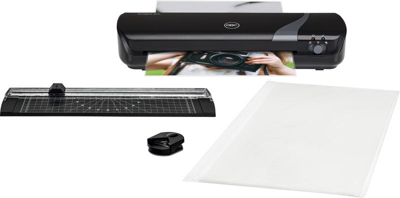 GBC Inspire+ Laminiergerät A4 – 2-Rollen, 75–125 µm, Kaltlamination, Aufheizzeit 4 Min., 250 mm/min, schwarz