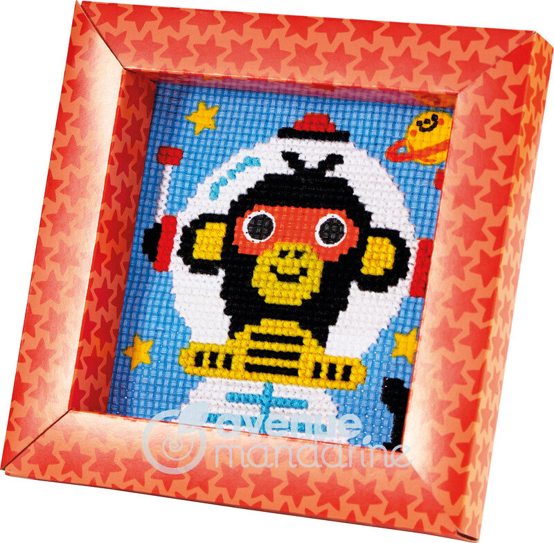 My Mandarine – Kreuzstich Bastelset Pix Gallery Kosmonaut – ab 6 Jahren – 5 Nähgarne – 140 × 140 × 20 mm