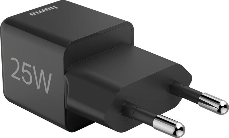 Hama 00201985 USB-Ladegerät 25 W – USB-C×1 – PD 3.0, QC 3.0 – EU-Stecker (Typ C) – Schwarz