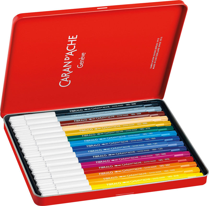 Caran d-Ache Caran d'Ache – Filzstifte Fibralo, Strichbreite 2,8 mm, auswaschbar, 15 Farben