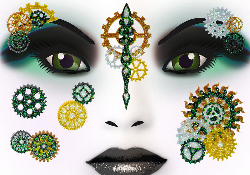 HERMA Face-Art-Sticker, Steam Punk Marie, 127 × 91 mm, 1 Blatt, wiederablösbar, 7 Etiketten pro Blatt