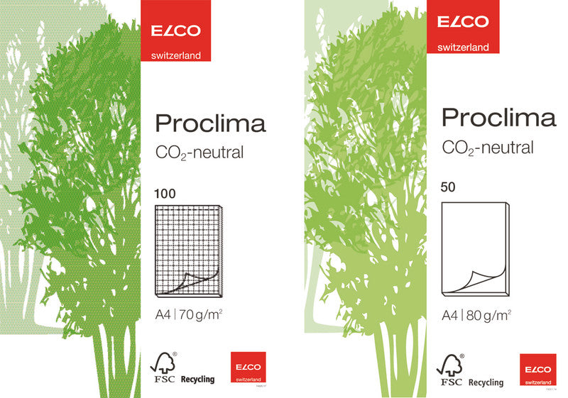Elco Notizblock – A4 – 70 g/m² – gebunden, perforiert, recyclingfähig, CO2 kompensiert, grün/weiss, Blauer Engel