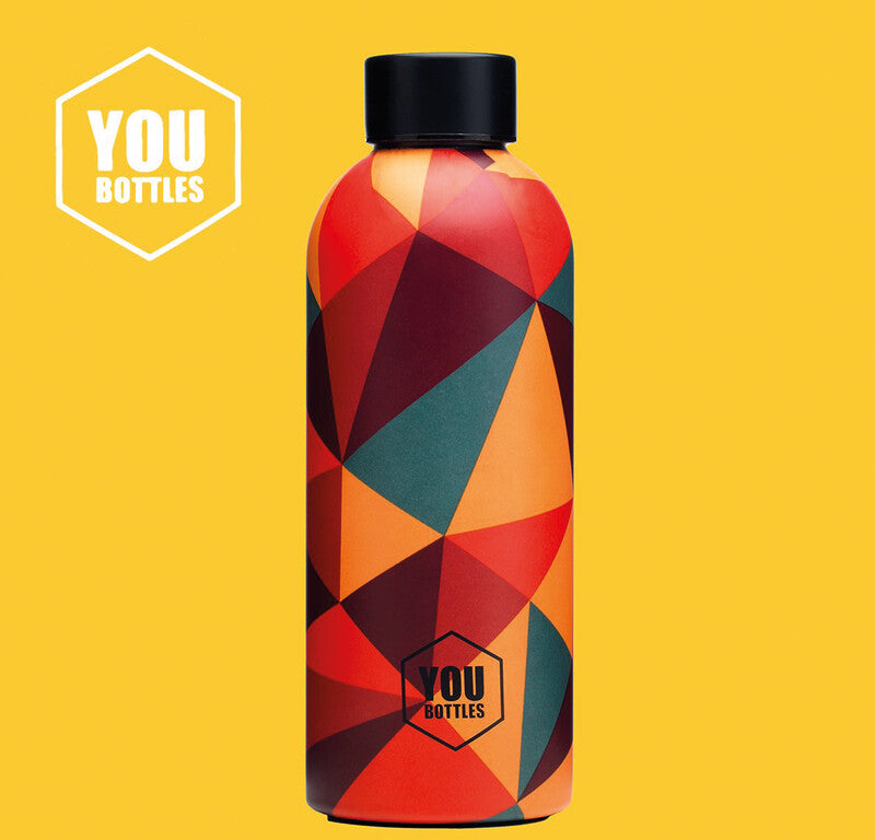 Youbottles Trinkflasche Dual – 5 dl – Edelstahl, isoliert, Schraubverschluss – Geometric