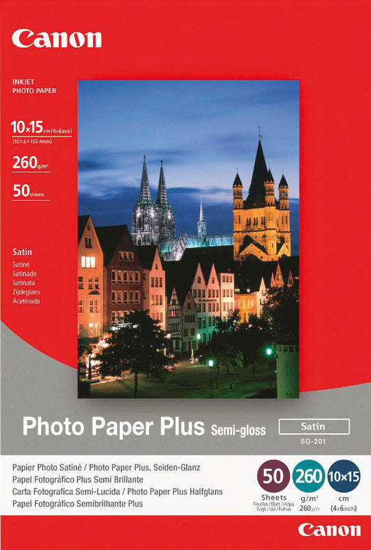 Canon Fotopapier – seidenmatt, 100 × 150 mm, 260 g/m², 50 Blatt – für Inkjet-Drucker