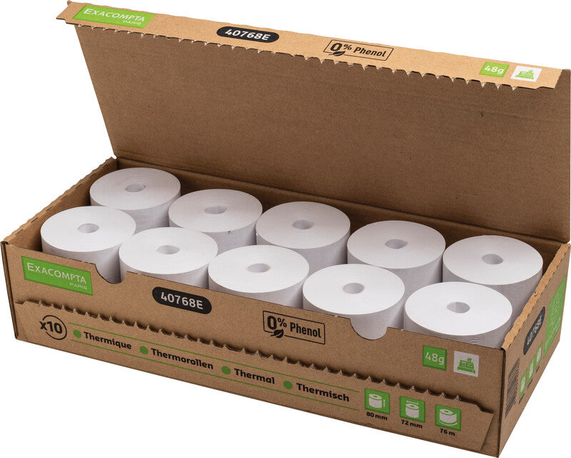 Exacompta Thermorolle 80 mm × 76 m, Ø 72 mm – phenolfrei