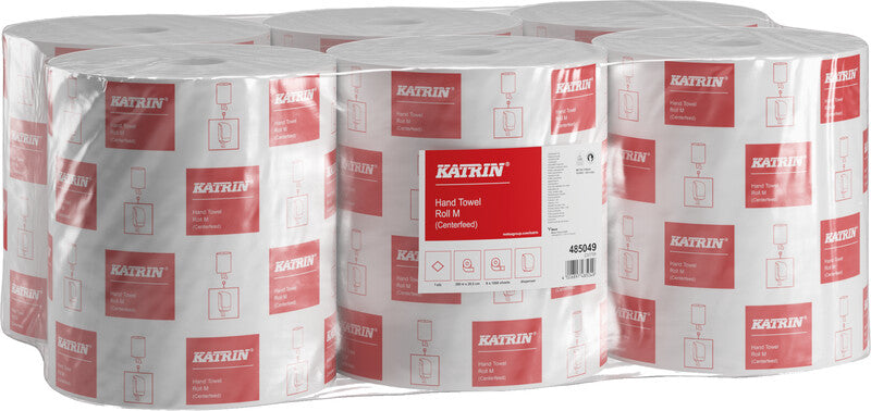Katrin Handtuchrolle – 1-lagig, Recyclingfasermaterial, Weiss, 300 mm × 300 m, für Katrin Inclusive Medium