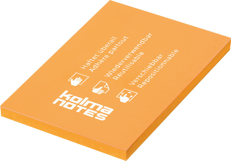 Kolma Haftnotizen – 74×105 mm – Neonorange, 100 Blatt, elektrostatisch, Kunststoff, recyclingfähig