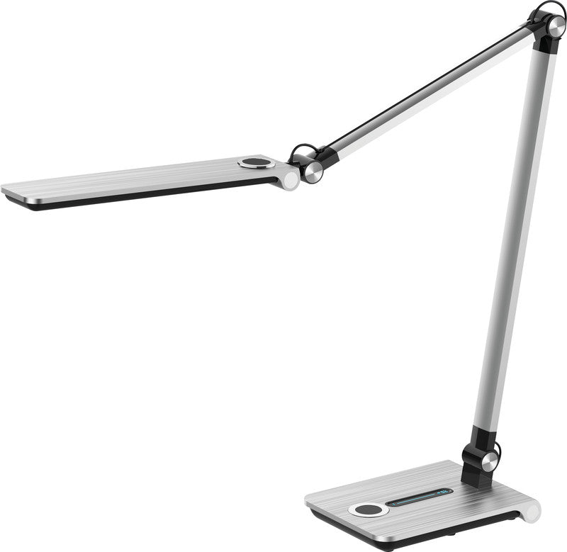 Hansa LED-Tischleuchte Wave – dreh-/neigbar, stufenlos dimmbar – 3000–5800 K – 450 lm 8,5 W – silber