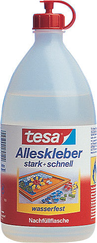 TESA Alleskleber – Flasche, extra stark, transparent, wasserfest, 1750 g, für Papier, Fotos, Filz usw.