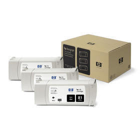 HP Tintenpatronen-Multipack 81, Schwarz, 3er-Pack – für Inkjetdrucker