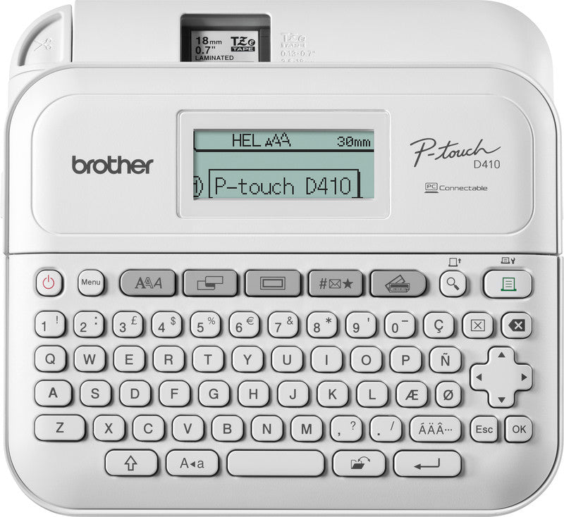 Brother P-touch PT-D410 – Beschriftungsgerät, für TZe-Bänder 3,5–18 mm, 20 mm/s, 180 dpi