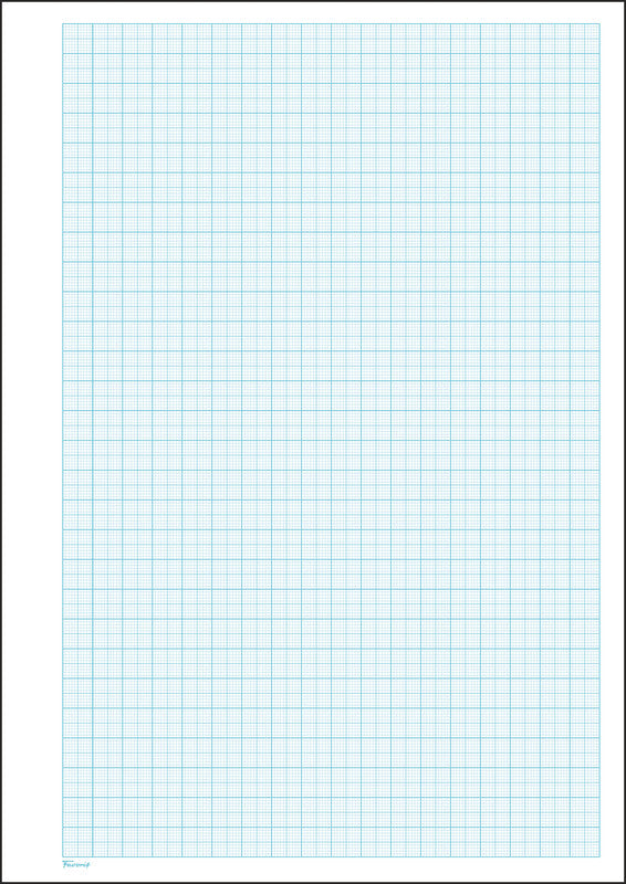 Favorit Millimeterpapier-Block A4 – Blaues Netz, einseitig, 65 g/m², 50 Blatt