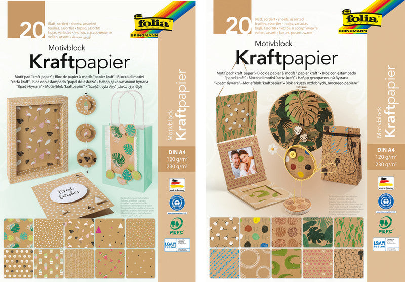 Folia Motivblock – A4 – 120/230 g/m² – sortiert – 20 Blatt