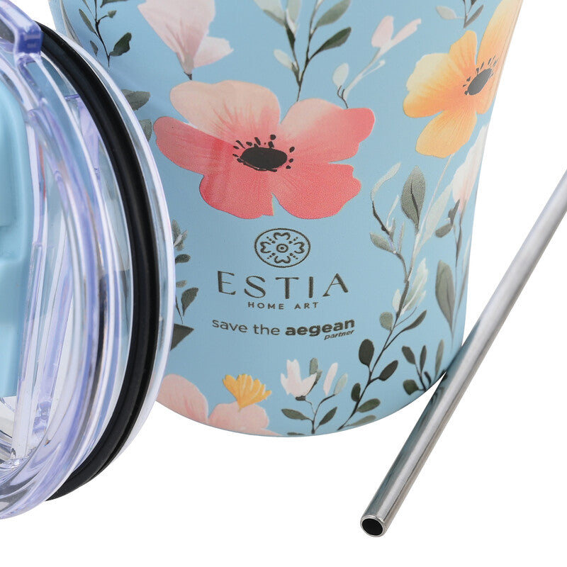 Estia Thermobecher 350 ml – Doppelwandig 6 h heiss/12 h kalt, Druckknopfdeckel, Edelstahl