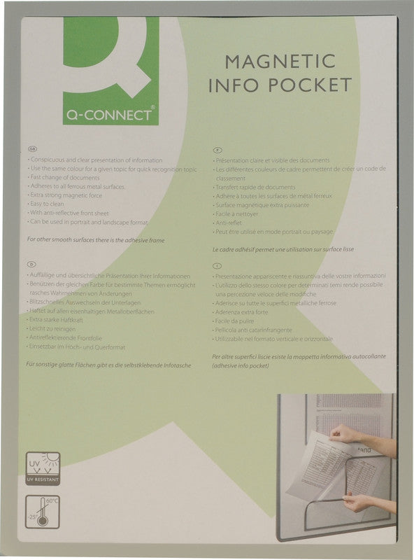 Q-connect Magnetclip – 225 × 312 mm, silber, wiederablösbar, magnetisch, für A4