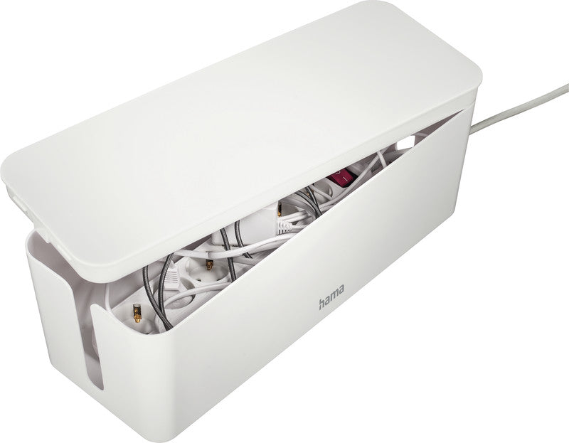 Hama Kabelbox – 406 × 156 mm, Kunststoff, Weiss, zuschneidbar, für Kabel bis Ø 20 mm