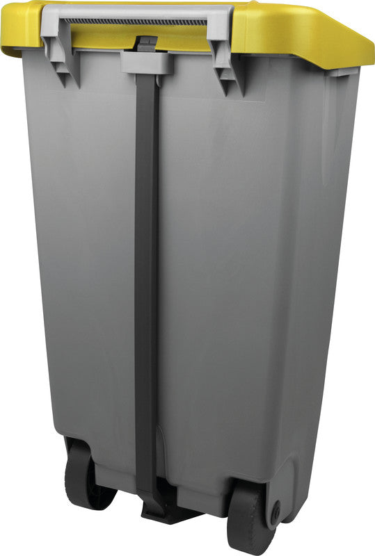 Helit Abfallcontainer – 120 l – Kunststoff – Fusspedal, 2 Räder, seitliche Griffe, HACCP-konform