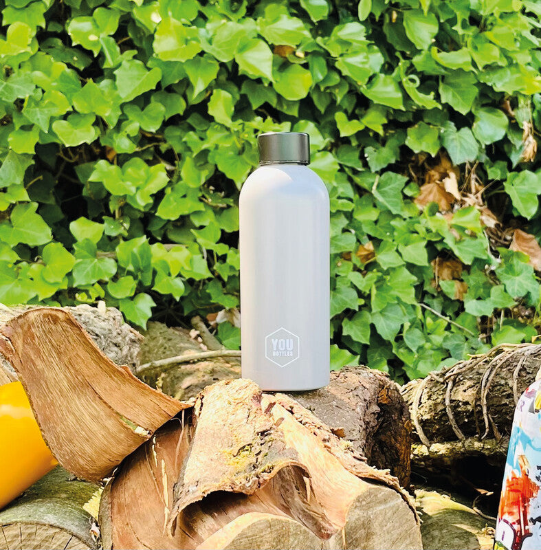 Youbottles Trinkflasche Dual – 5 dl – Edelstahl, isoliert, Schraubverschluss – Monochrome Grau