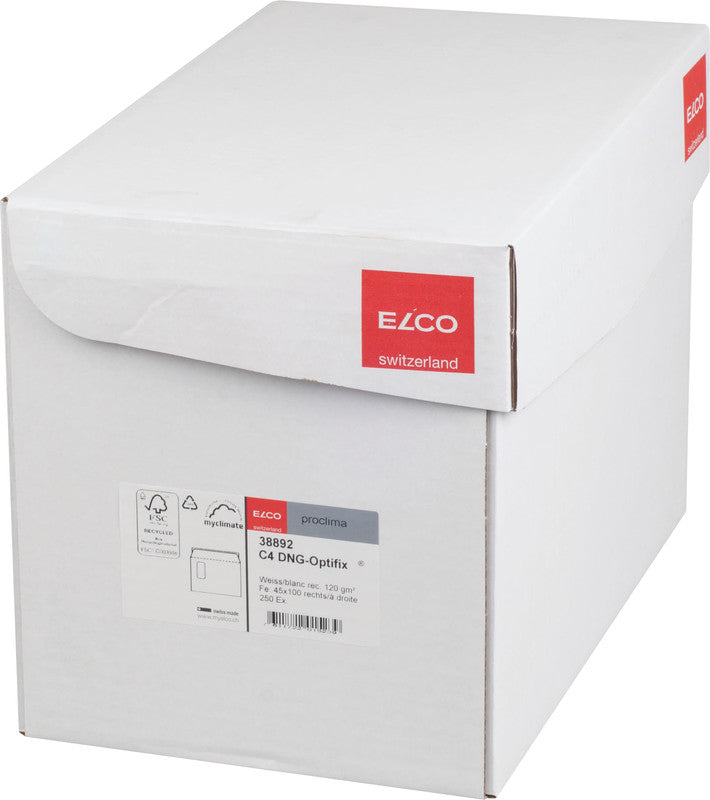 Elco Couvert C4, Fenster rechts, Haftklebung, weiss, 120 g/m², mit Innendruck – 250 Stk.
