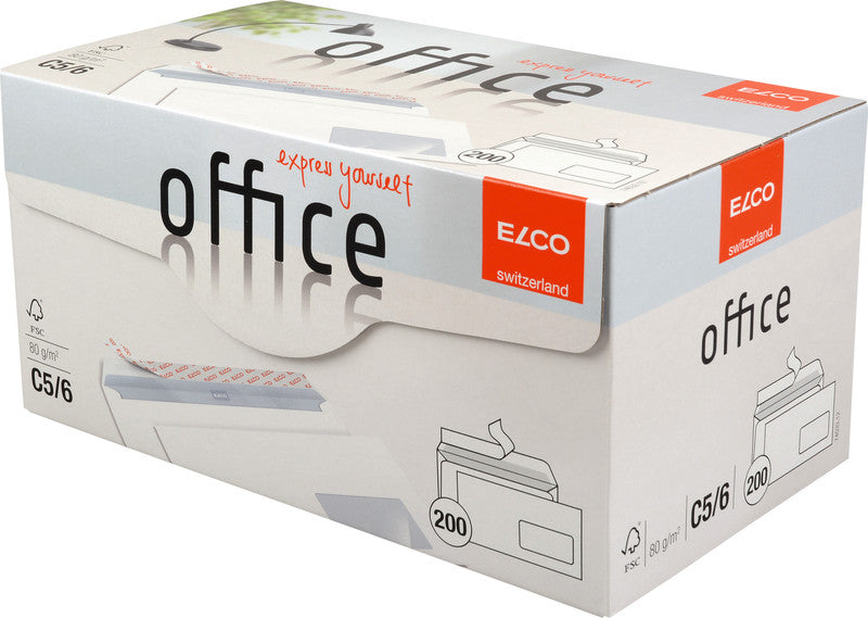 Elco Couvert C5/6, Fenster rechts, Haftklebung, hochweiss, 80 g/m², mit Innendruck – 200 Stk.