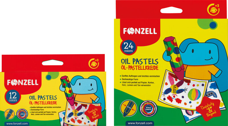Fonzell Ölpastelle – Set – 12 Farben, für Papier, Karton & Holz