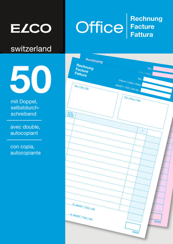 Elco Formularblock – Rechnungen, mehrsprachig, 50 Blatt, A6