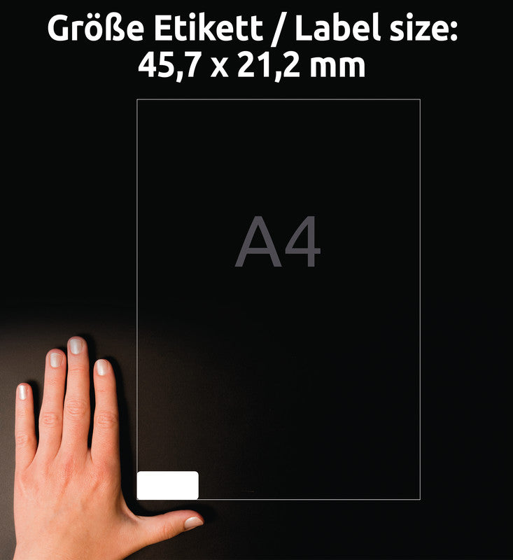 Avery Drucketiketten, 46 mm × 21 mm, weiss, Papier, wiederablösbar, 30 Blätter (1'440 Etiketten)