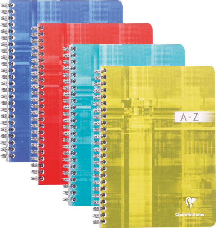 Clairefontaine Spiralblock mit Register A - Z, kariert 5 mm, Spiralbindung, Karton, 90 Blatt, 90 g/m² – sortiert