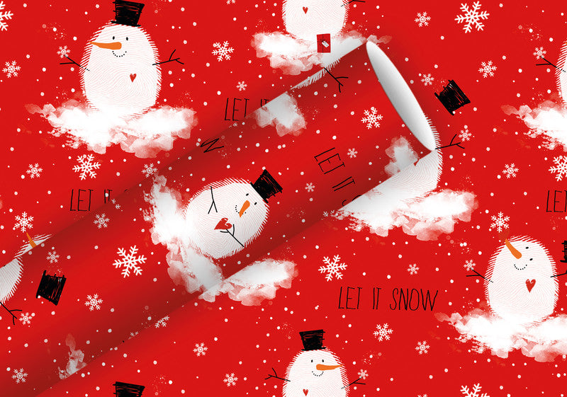 Braun + Company Geschenkpapier – Bobby Snow – Weihnachten – Rot – 80 g/m2 – 700 × 2000 mm