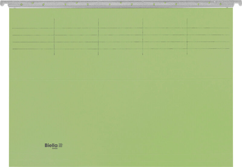 Biella Hängeordner für A4 – Karton, Hellgrün, 320 × 250 mm, mit Vordruck
