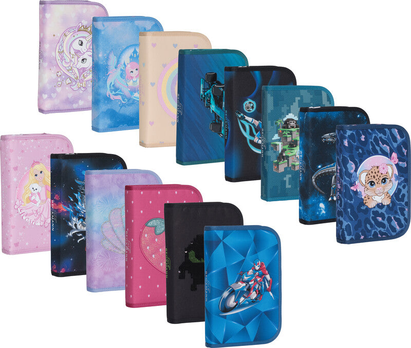 Beckmann Classic 1st – Schüleretui, 2 Klappen, gefüllt (20-teilig), Blue Lightning, 20,5 × 13,3 × 3,8 cm