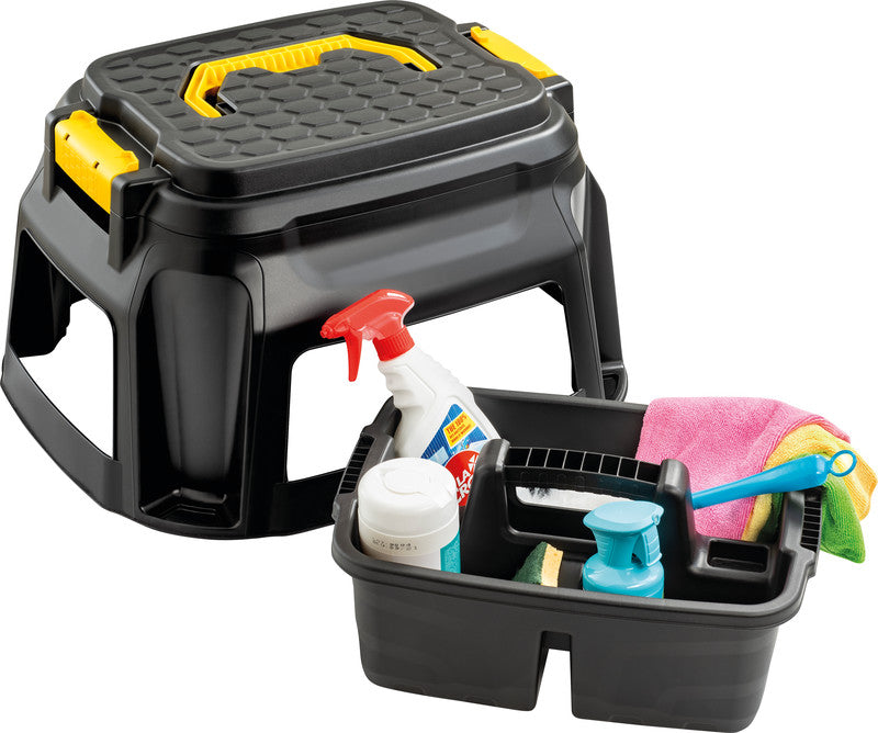 CEP Hocker-Werkzeugkasten 2-in-1, 500 × 600 × 330 mm, Kunststoff (PP), Schwarz, Belastbarkeit 260 kg